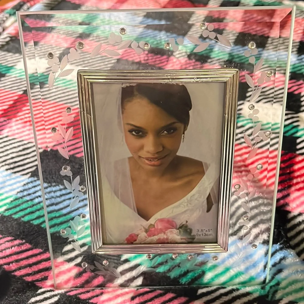 Etched glass picture frame
